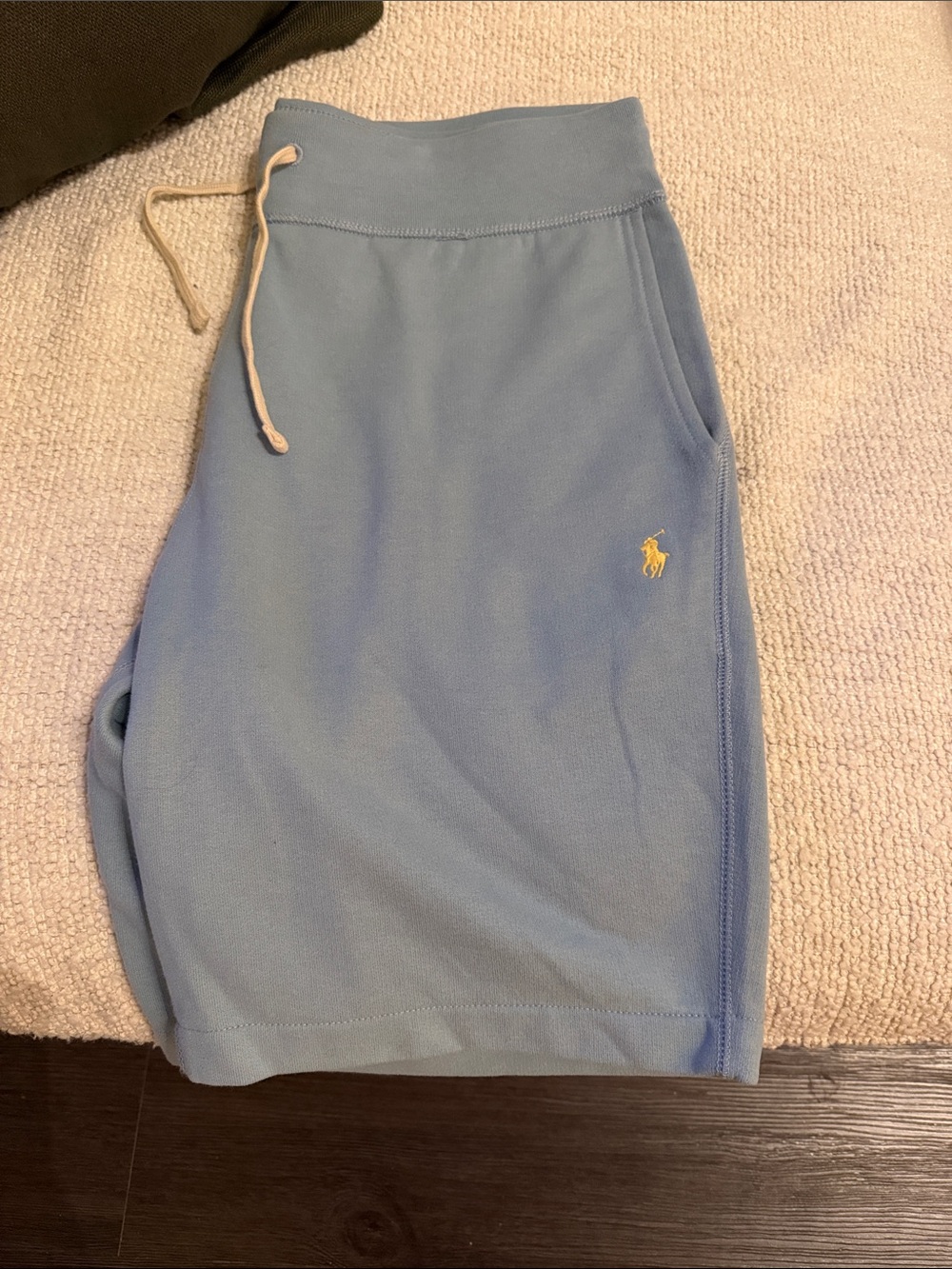 Polo by Ralph Lauren Sky Blue Drawstring Athletic Shorts with Yellow Pony